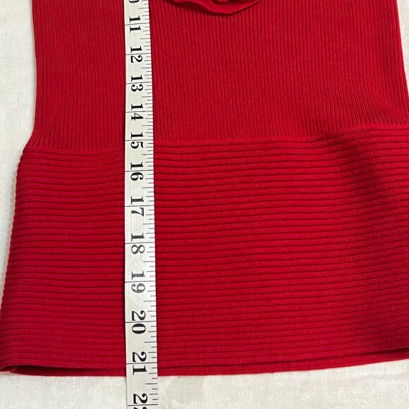 Cache Silk Blend Halter Top Women’s Small – Red Ruffle Chiffon Trim Ribbed Knit - Picture 7 of 7